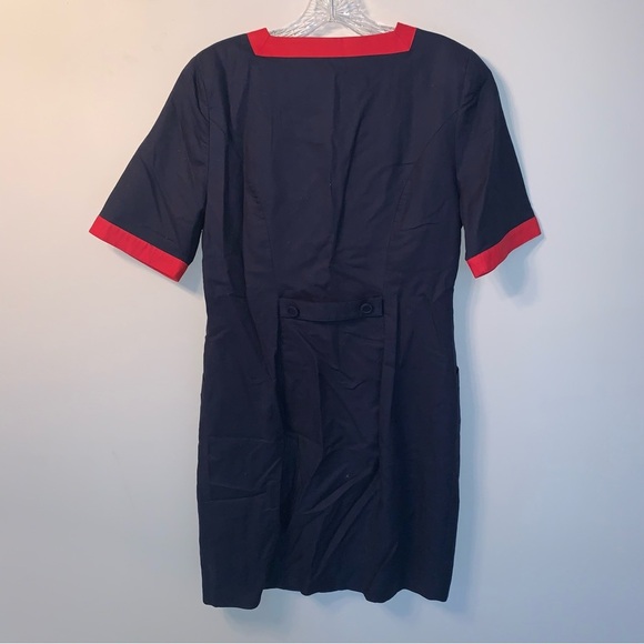 Laura Ashley Vintage Linen And Cotton Sailor Style Red Navy Dress 10 - Picture 2 of 10